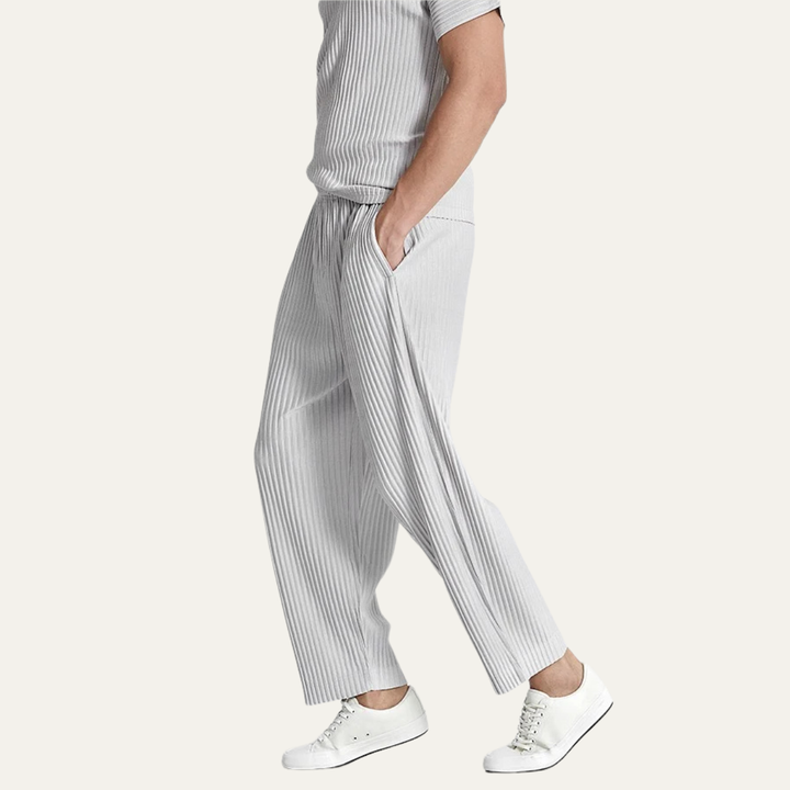 Aldercrest | Herre sommer plisserede Ice Silk Straight Leg bukser