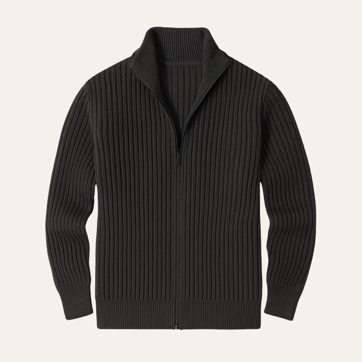 Granada | Herre vinter Ribbed Zip Up strikket cardigan