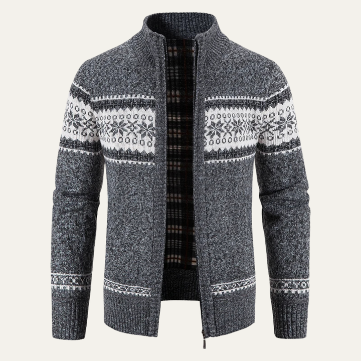 Castello | Herre strikket Zip Up cardigan med Cable Pattern