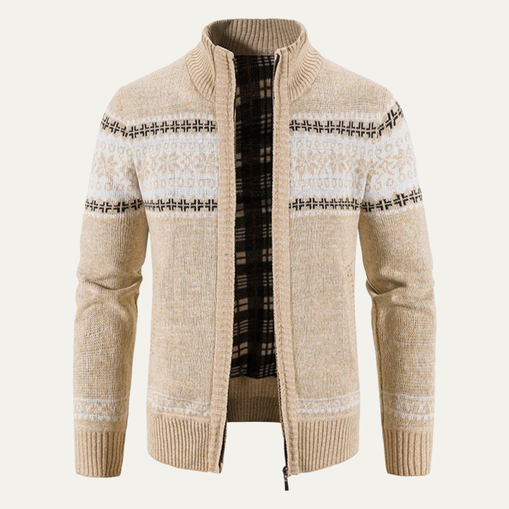 Castello | Herre strikket Zip Up cardigan med Cable Pattern