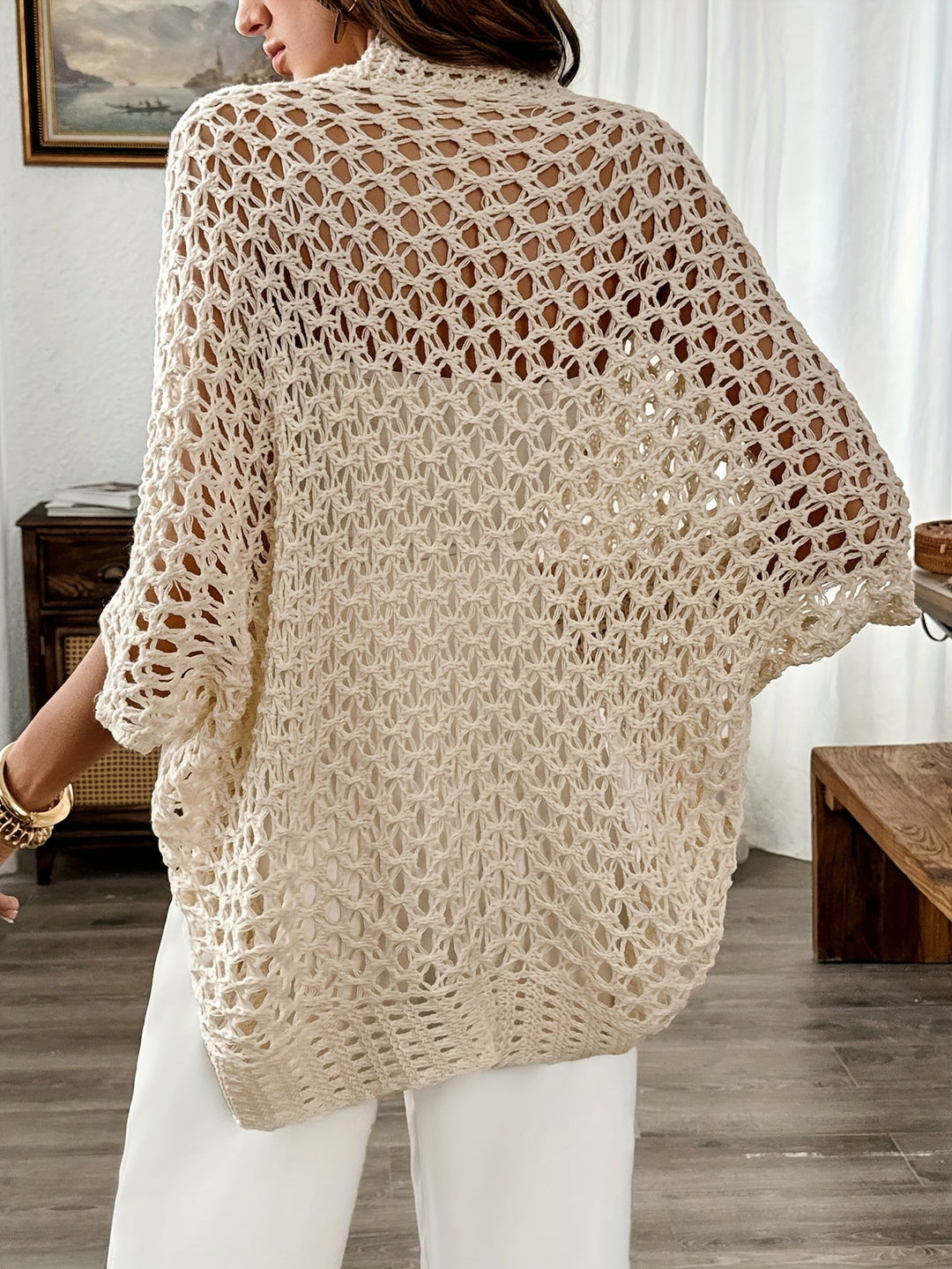 Sharon™ | Open Knit Drape Cardigan — 4