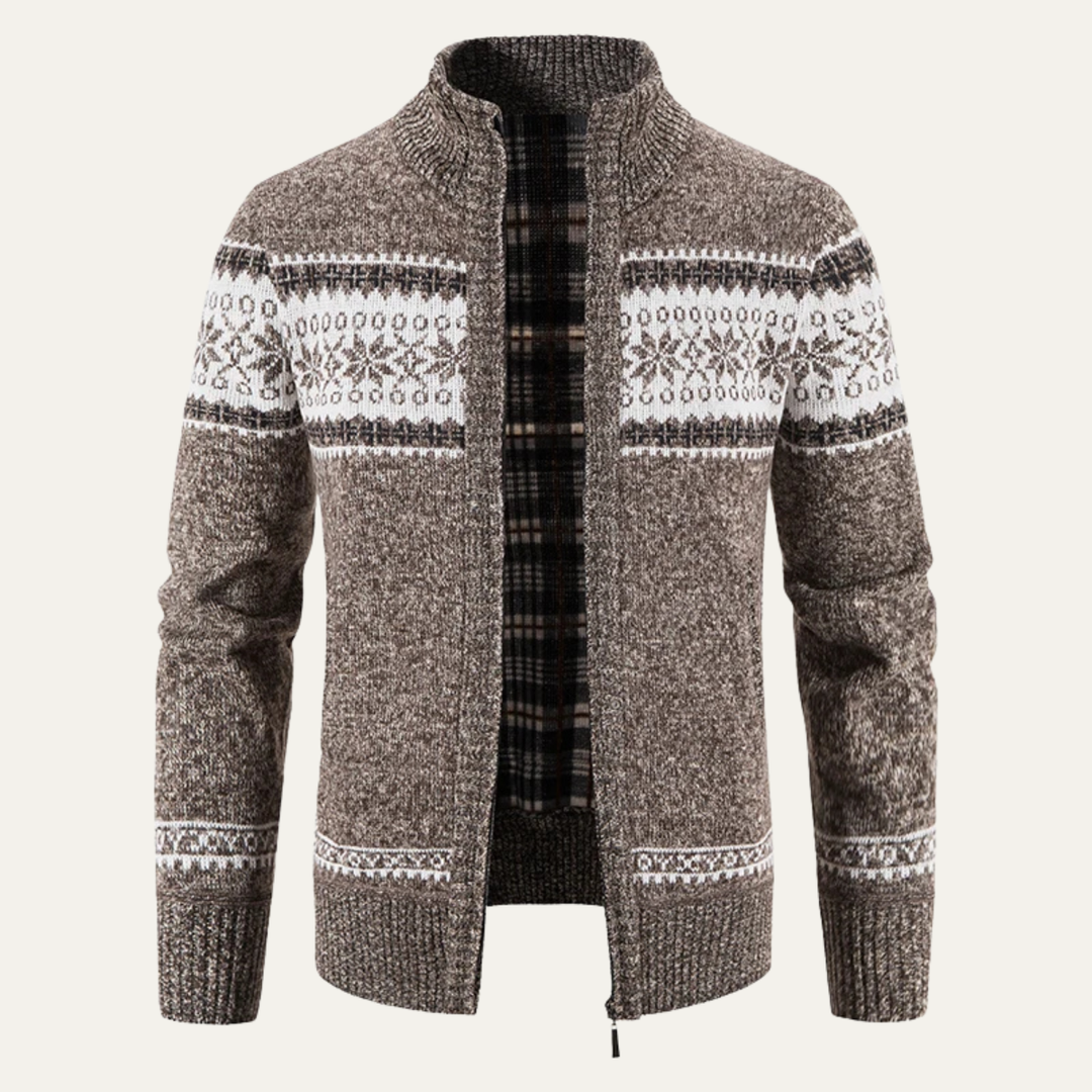 Castello | Herre strikket Zip Up cardigan med Cable Pattern