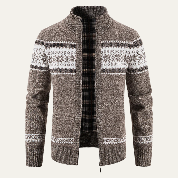 Castello | Herre strikket Zip Up cardigan med Cable Pattern