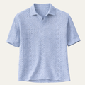 Freja Andersen | Herre Crochet strik kortærmet poloshirt | lyseblå