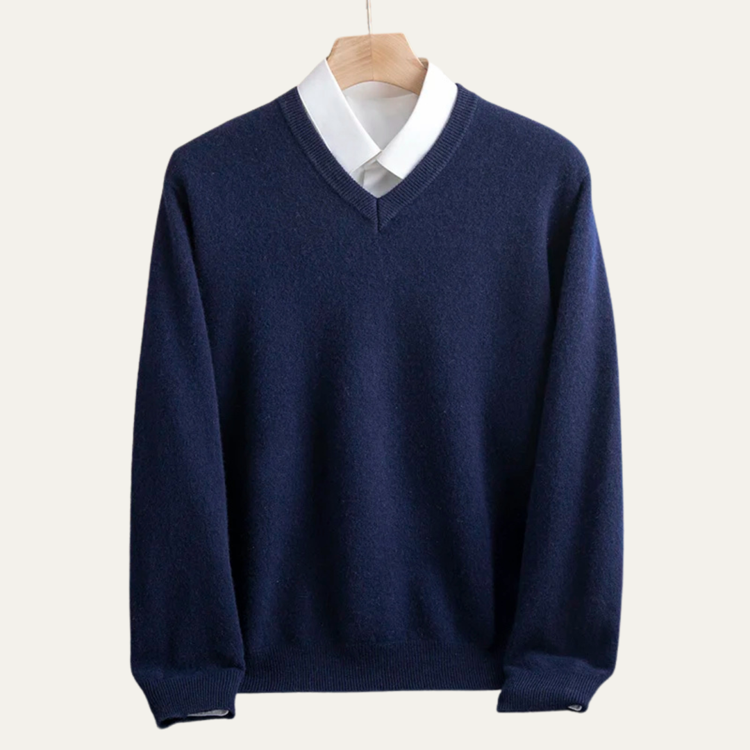 Toledo | Herre Elegant strik merino uld V-hals trøje