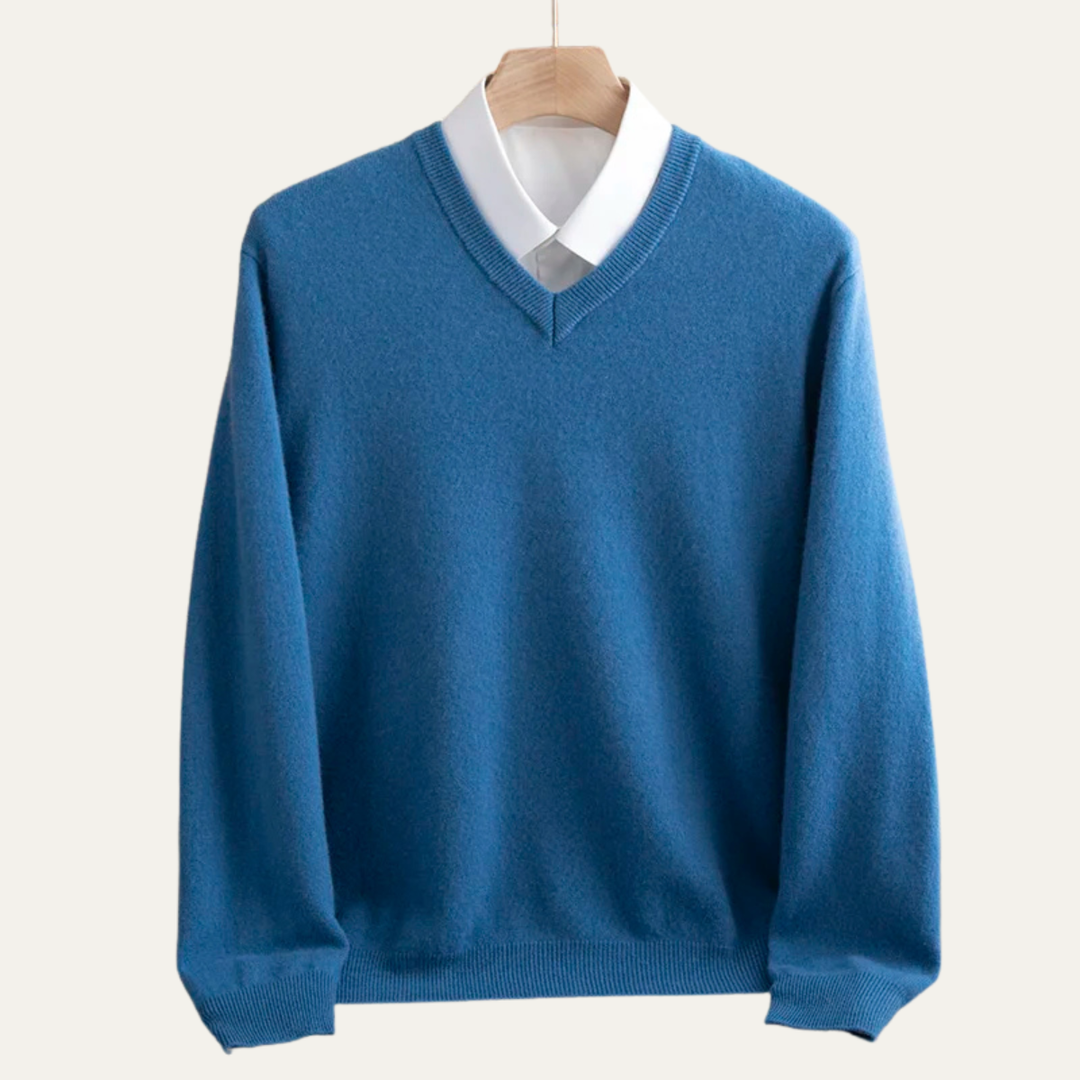 Toledo | Herre Elegant strik merino uld V-hals trøje