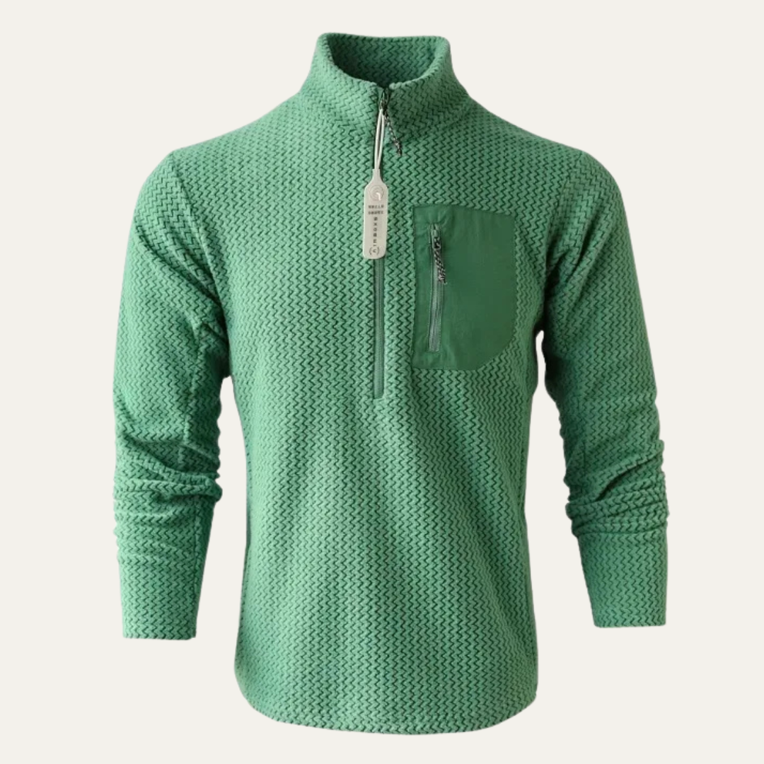 Kingsport | Herre tyk Waffle strik Fleece halv lynlås trøje