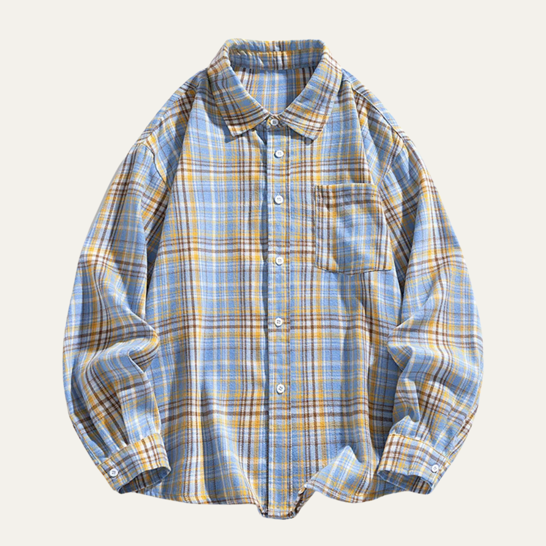Freja Andersen | Herre løs pasform afslappet Retro Plaid skjorte