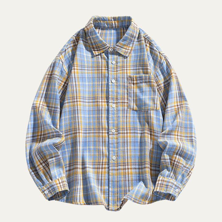 Freja Andersen | Herre løs pasform afslappet Retro Plaid skjorte