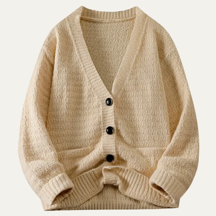 Freja Andersen | Herre V-hals strik knaplukning cardigan