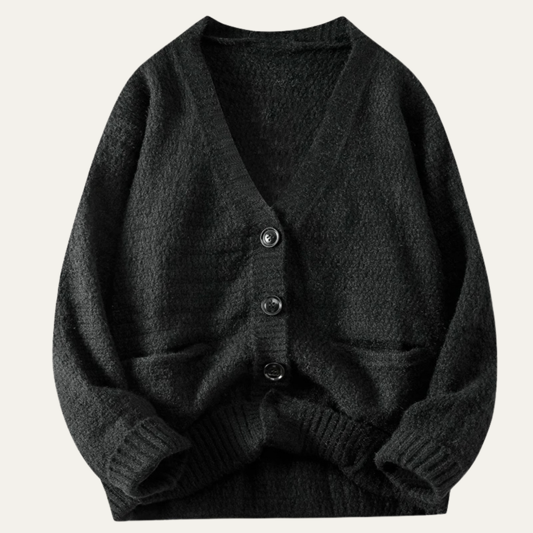 Freja Andersen | Herre V-hals strik knaplukning cardigan