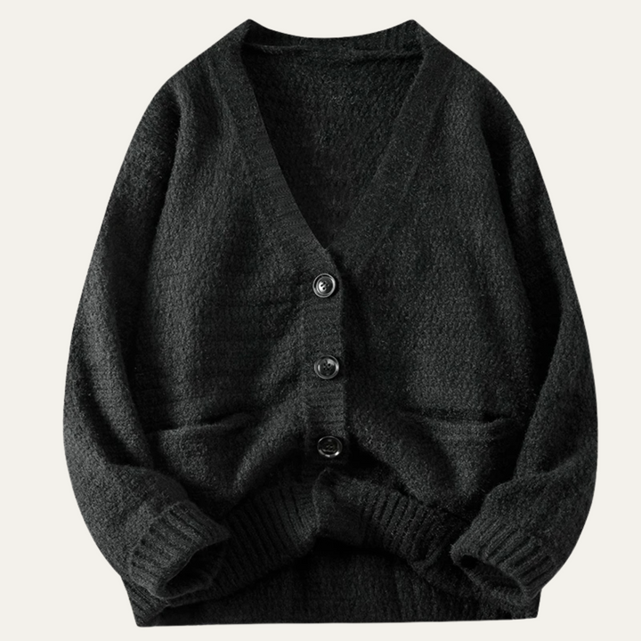 Freja Andersen | Herre V-hals strik knaplukning cardigan