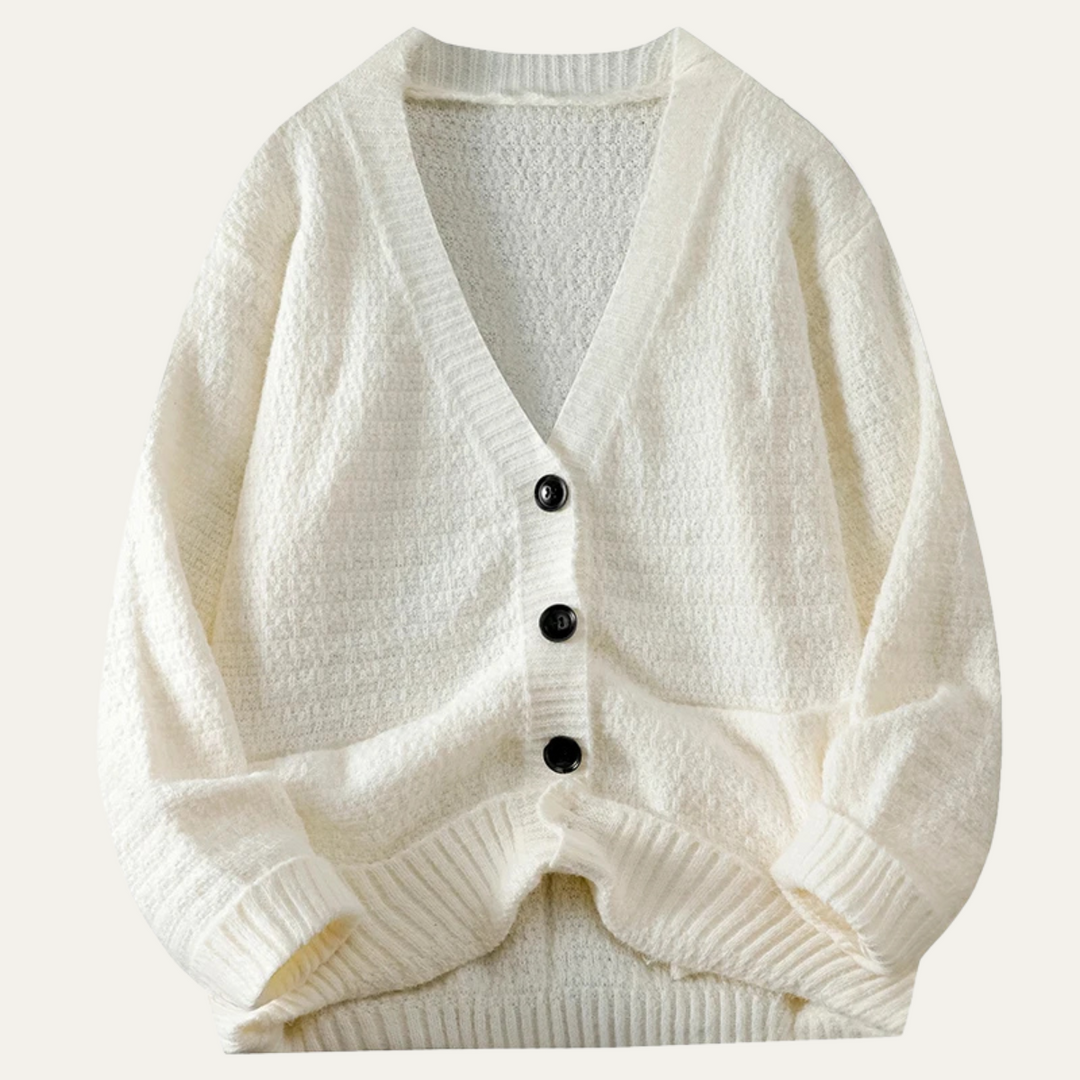 Freja Andersen | Herre V-hals strik knaplukning cardigan