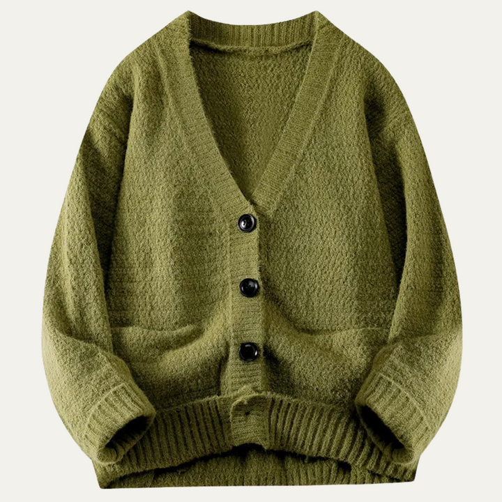 Freja Andersen | Herre V-hals strik knaplukning cardigan