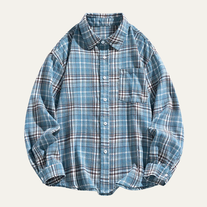 Freja Andersen | Herre løs pasform afslappet Retro Plaid skjorte