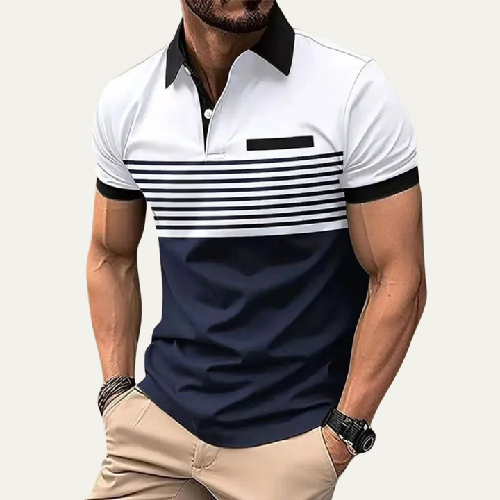 Freja Andersen | Herre afslappet slim fit stribet poloshirt