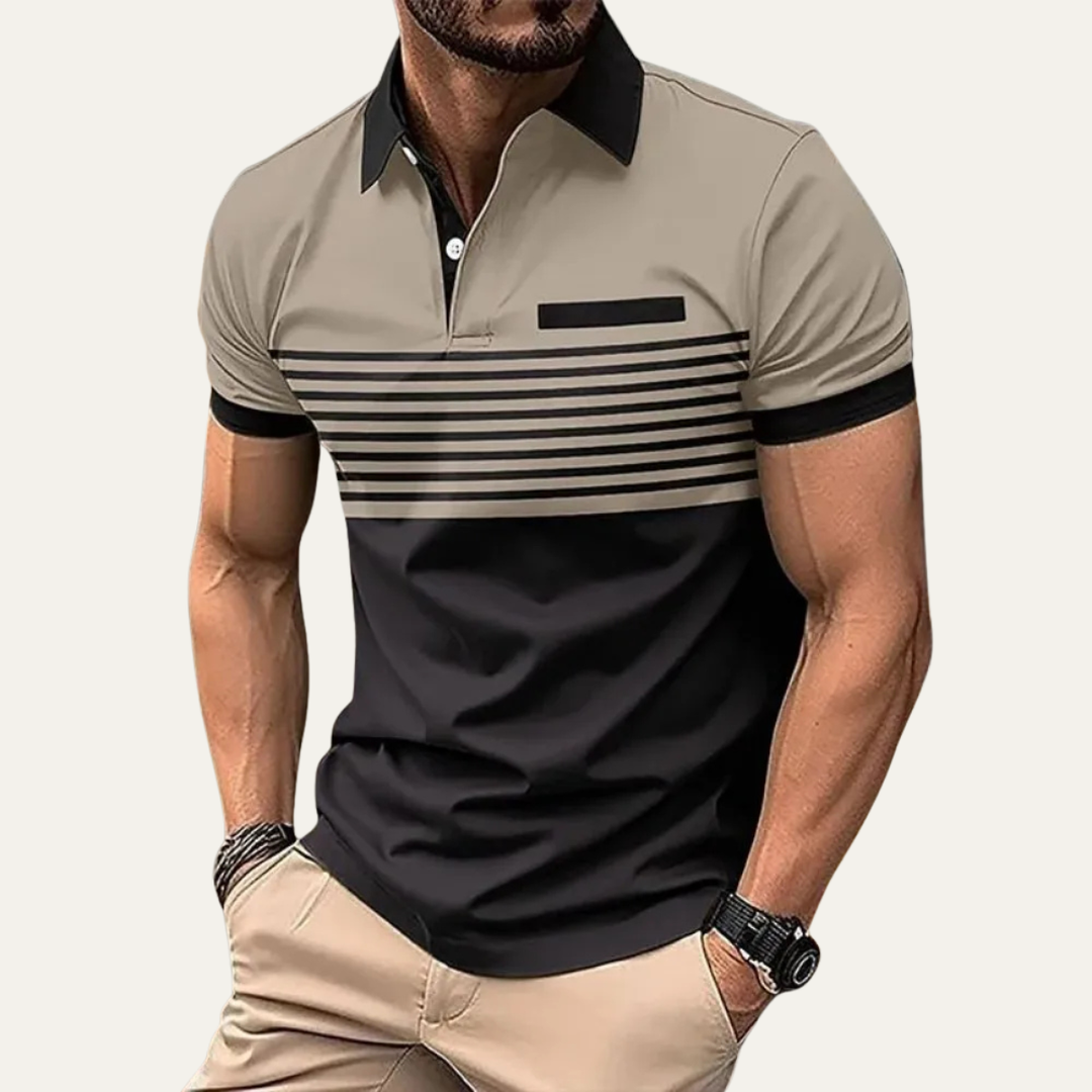 Freja Andersen | Herre afslappet slim fit stribet poloshirt