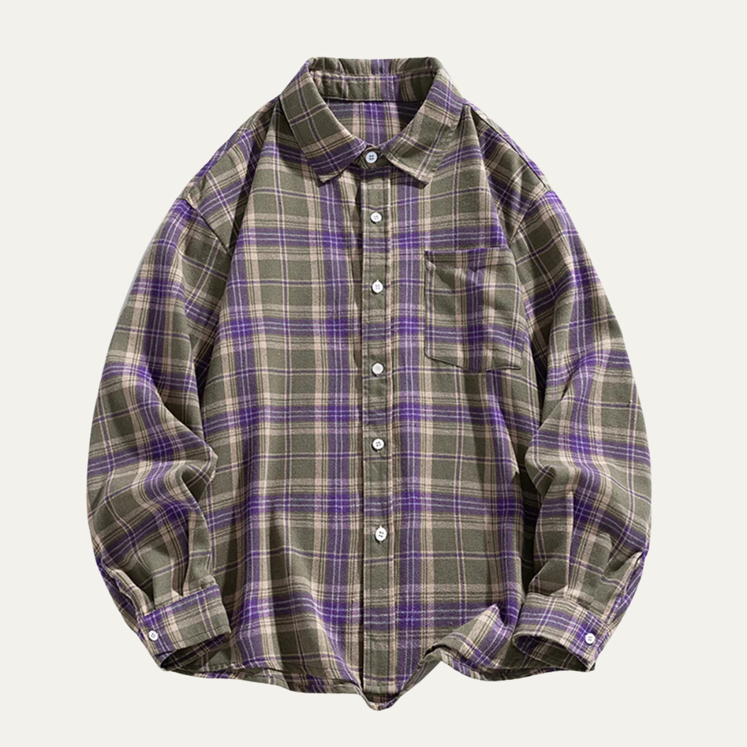 Freja Andersen | Herre løs pasform afslappet Retro Plaid skjorte