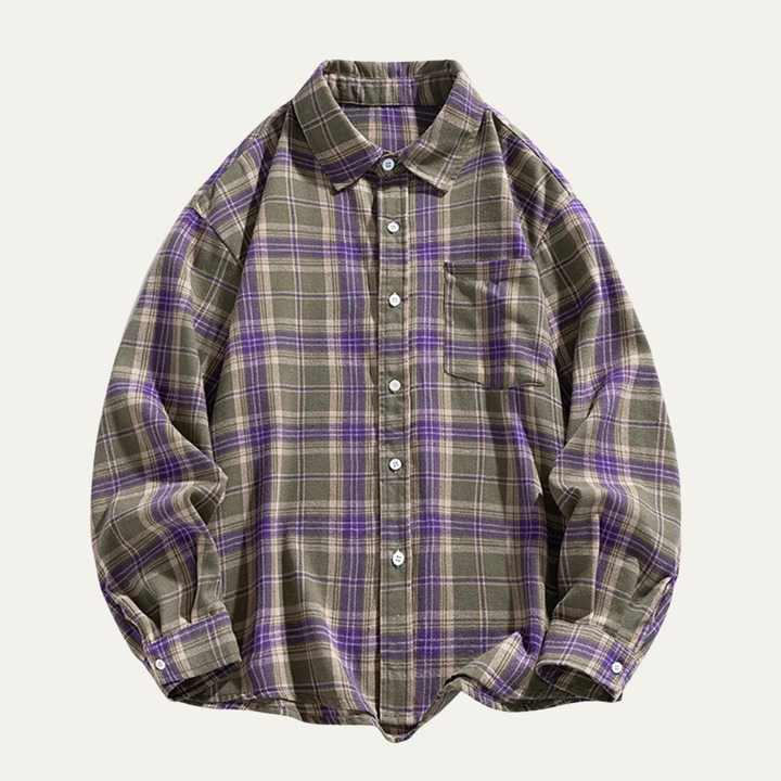 Freja Andersen | Herre løs pasform afslappet Retro Plaid skjorte
