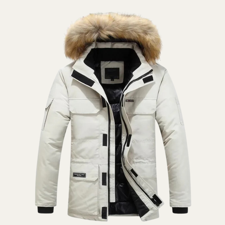 Freja Andersen | Herre tyk varm vinter Parka med Fur Hood