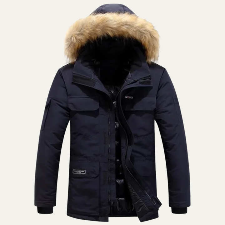 Freja Andersen | Herre tyk varm vinter Parka med Fur Hood