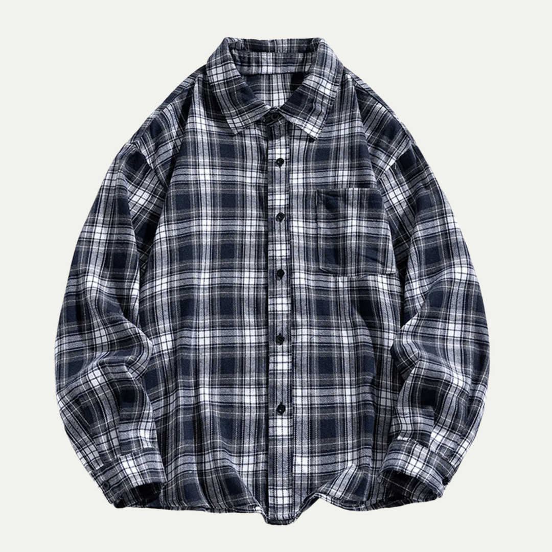 Freja Andersen | Herre løs pasform afslappet Retro Plaid skjorte