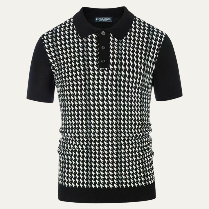 Freja Andersen | Herre Contrast Pattern strik poloshirt