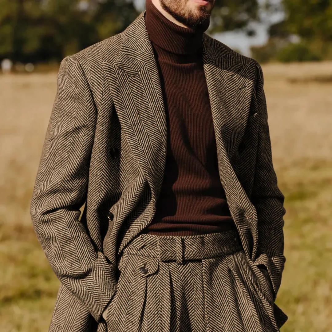 Freja Andersen | Herre sildeben tweed jakkesæt - dobbeltknappet blazer and bukser sæt
