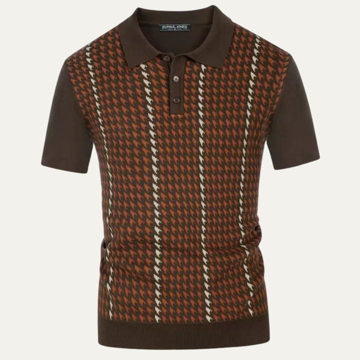 Freja Andersen | Herre Contrast Pattern strik poloshirt