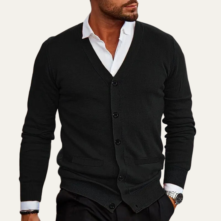 herre V-hals slim fit strik cardigan