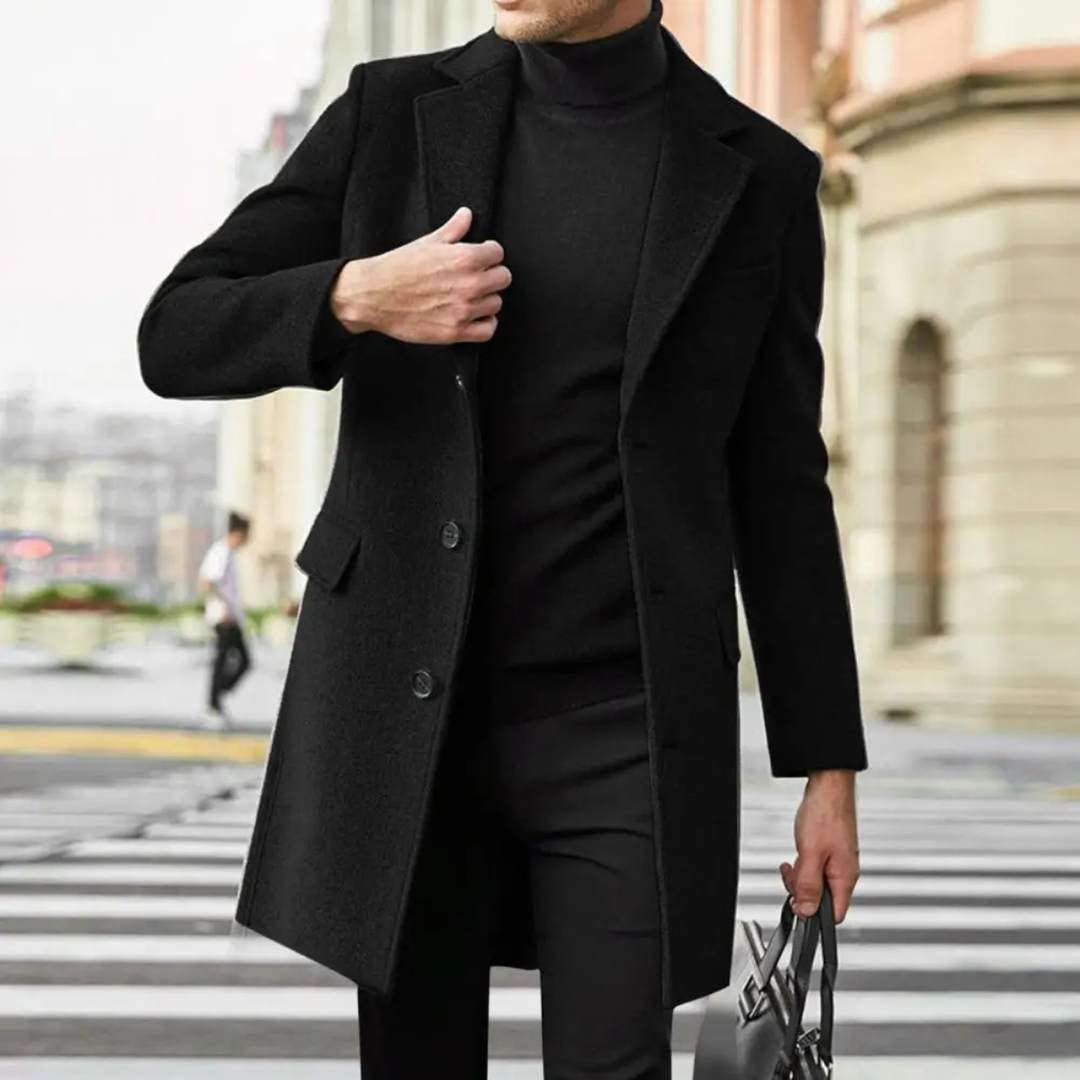 Freja Andersen | Herre enkeltknappet uldblanding Overcoat