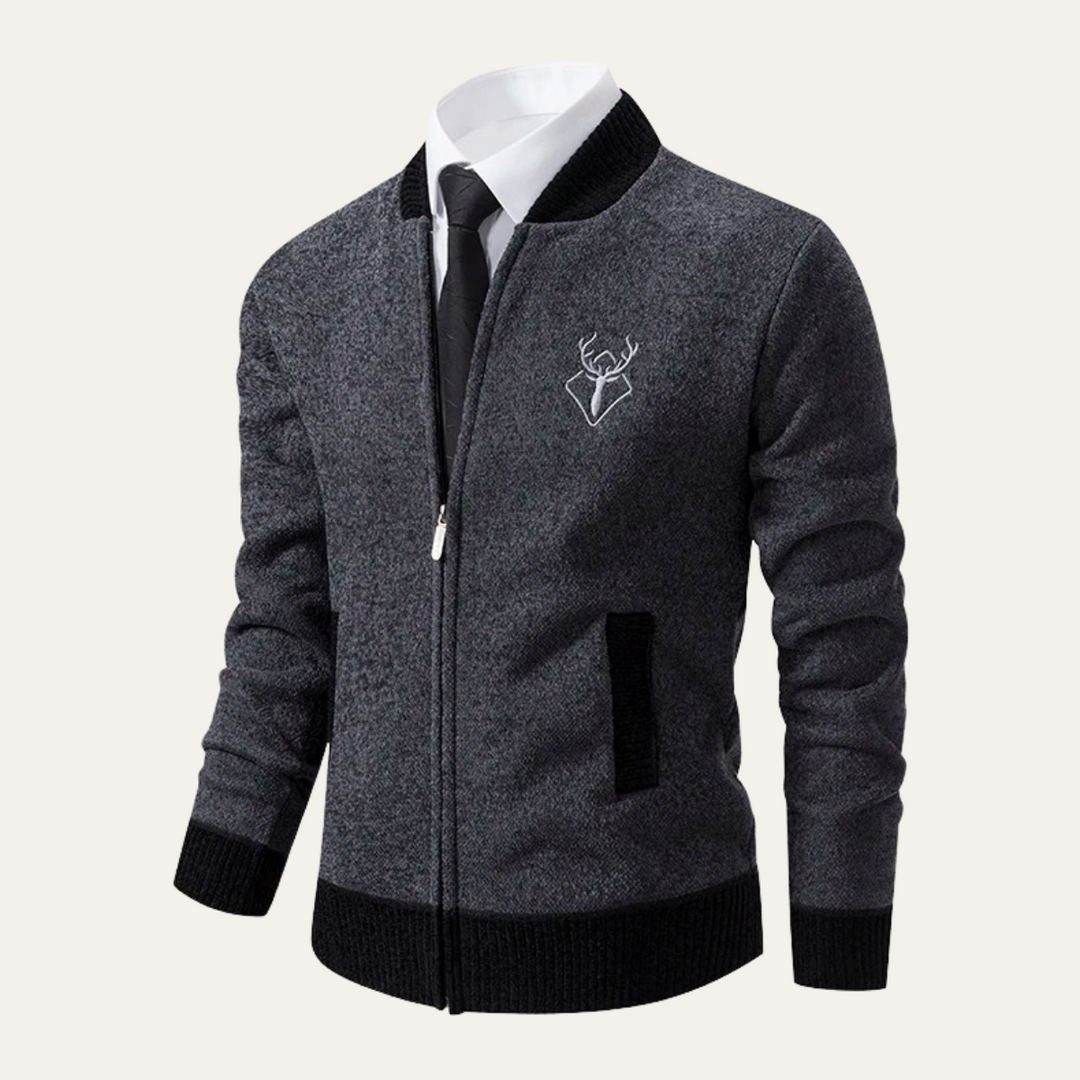 Clapham | Herre Embroidered stilren strik Zip trøje