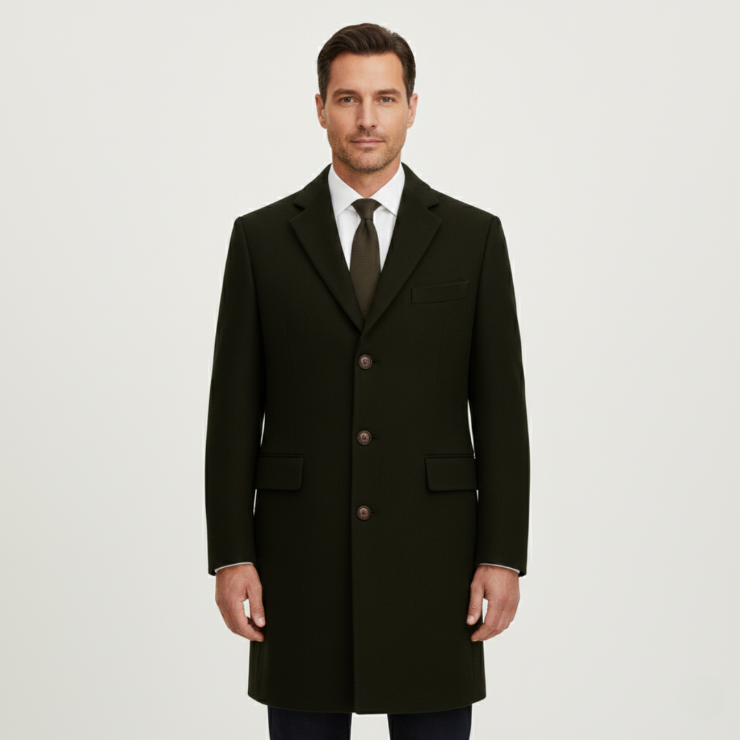Freja Andersen | Herre stilren enkeltknappet uldblanding Overcoat