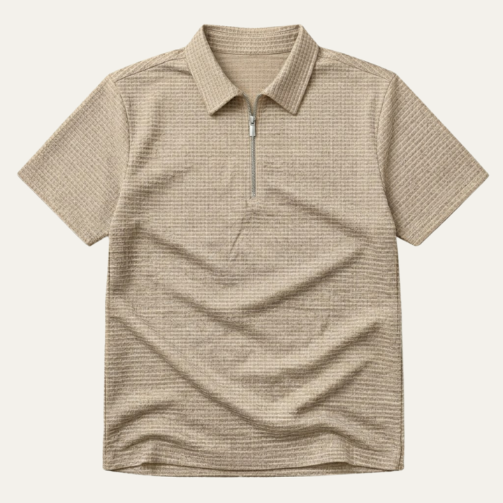 Freja Andersen | Herre Waffle strik halv lynlås poloshirt