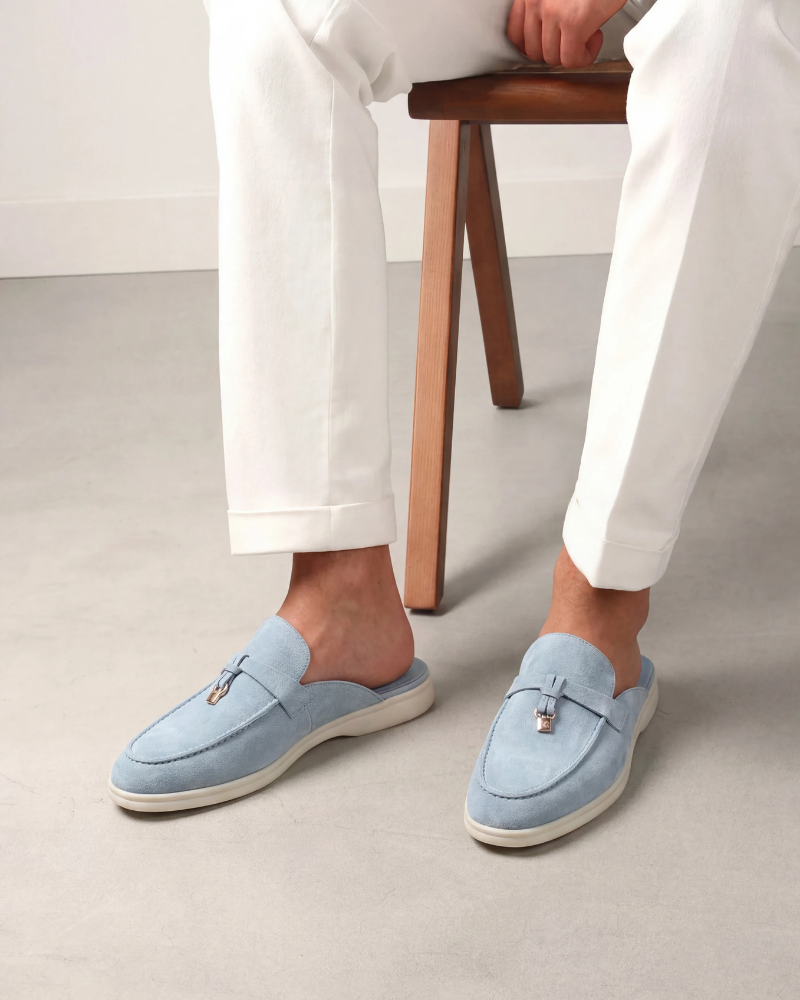 Sky blå Suède Mediterranean Mule
