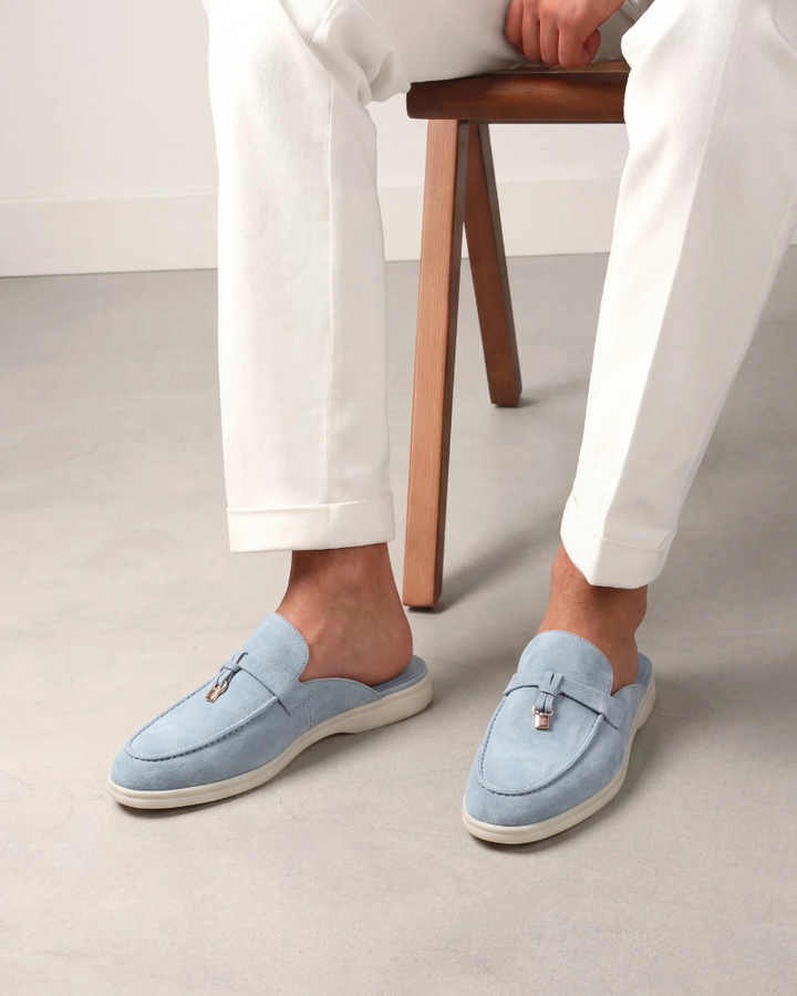Sky blå Suède Mediterranean Mule