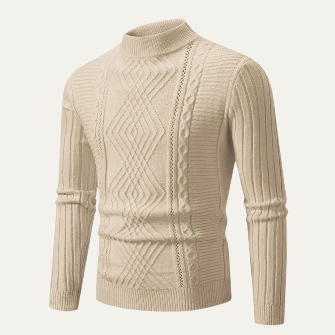 Freja Andersen | Herre Mock Neck slim fit strikket trøje