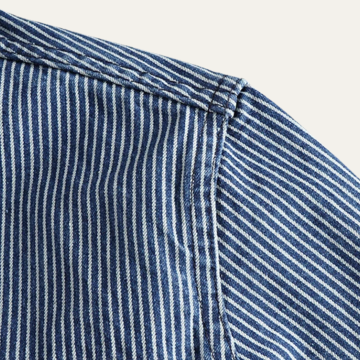 Freja Andersen | Herre afslappet vintage stribet denim skjortejakke