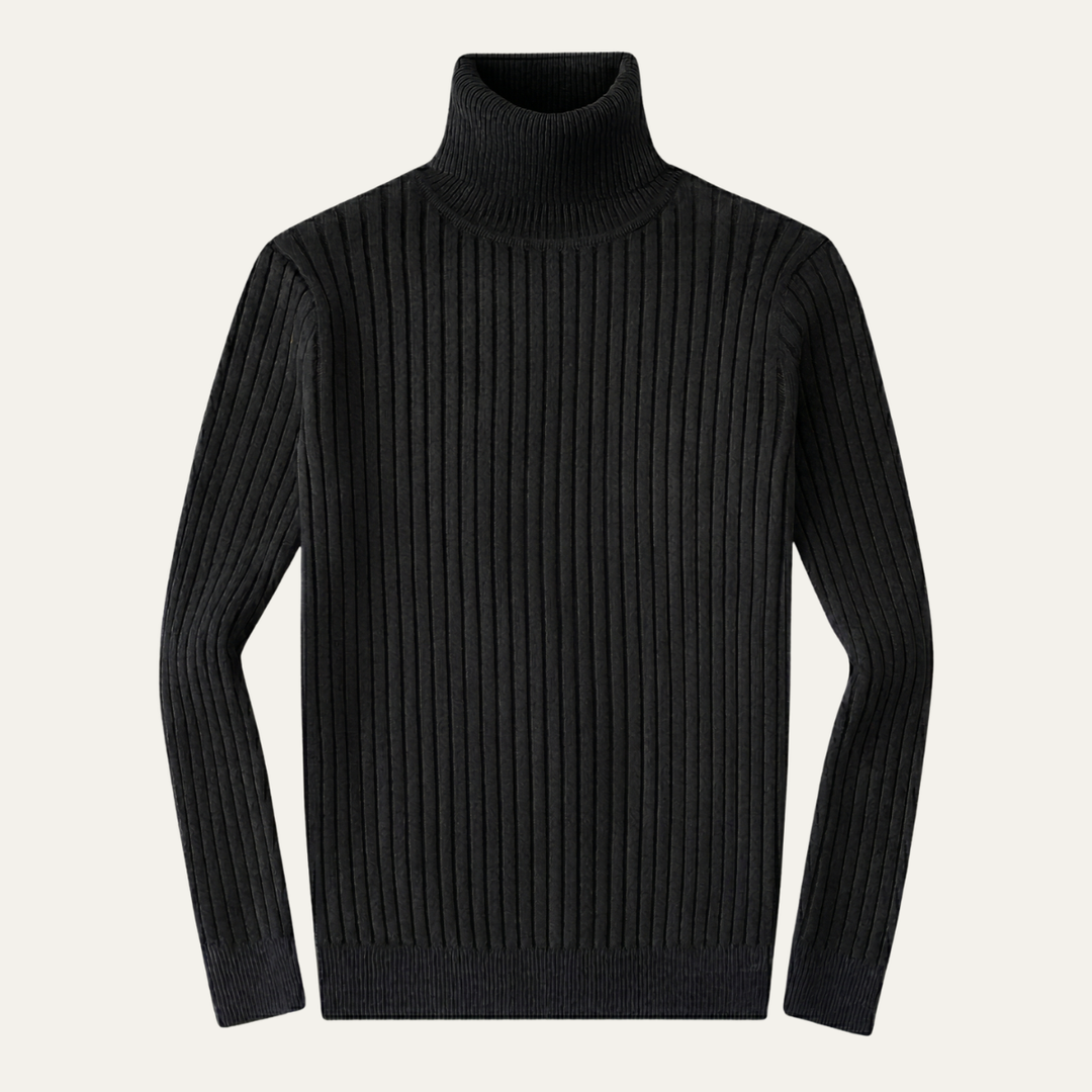 Freja Andersen | Herre slim fit rullekrave ribstrikket trøje
