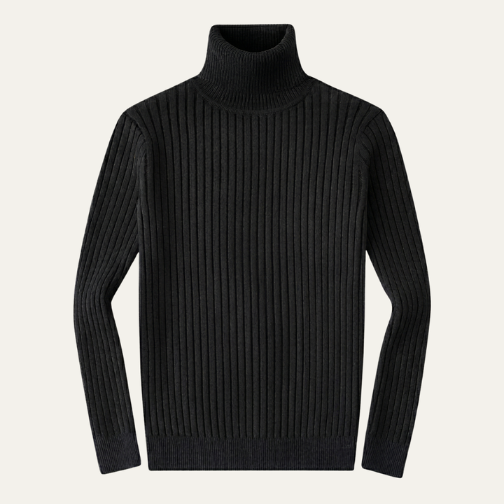 Freja Andersen | Herre slim fit rullekrave ribstrikket trøje
