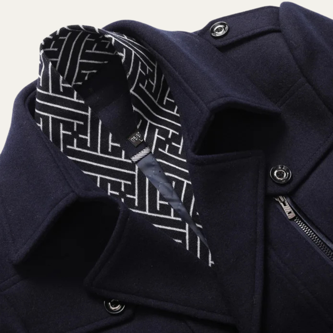 Freja Andersen | Herre uldblanding lang trenchcoat med Lapel krave