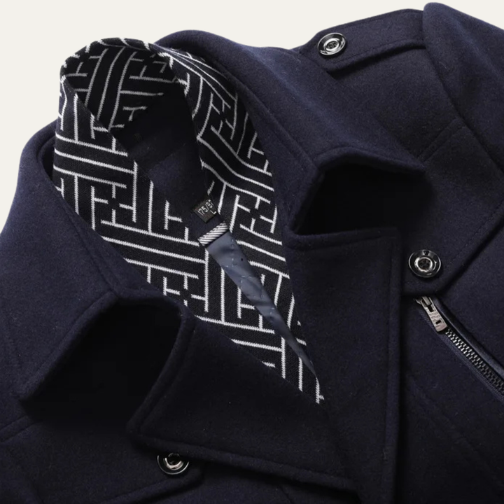 Freja Andersen | Herre uldblanding lang trenchcoat med Lapel krave