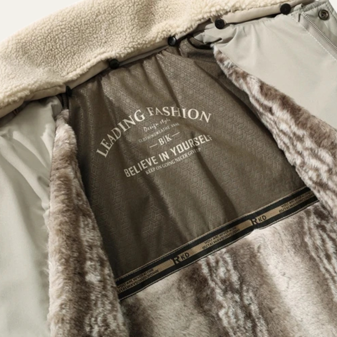 Lacco Ameno herre Fur Lined quiltet vinter jakke med sherpa krave