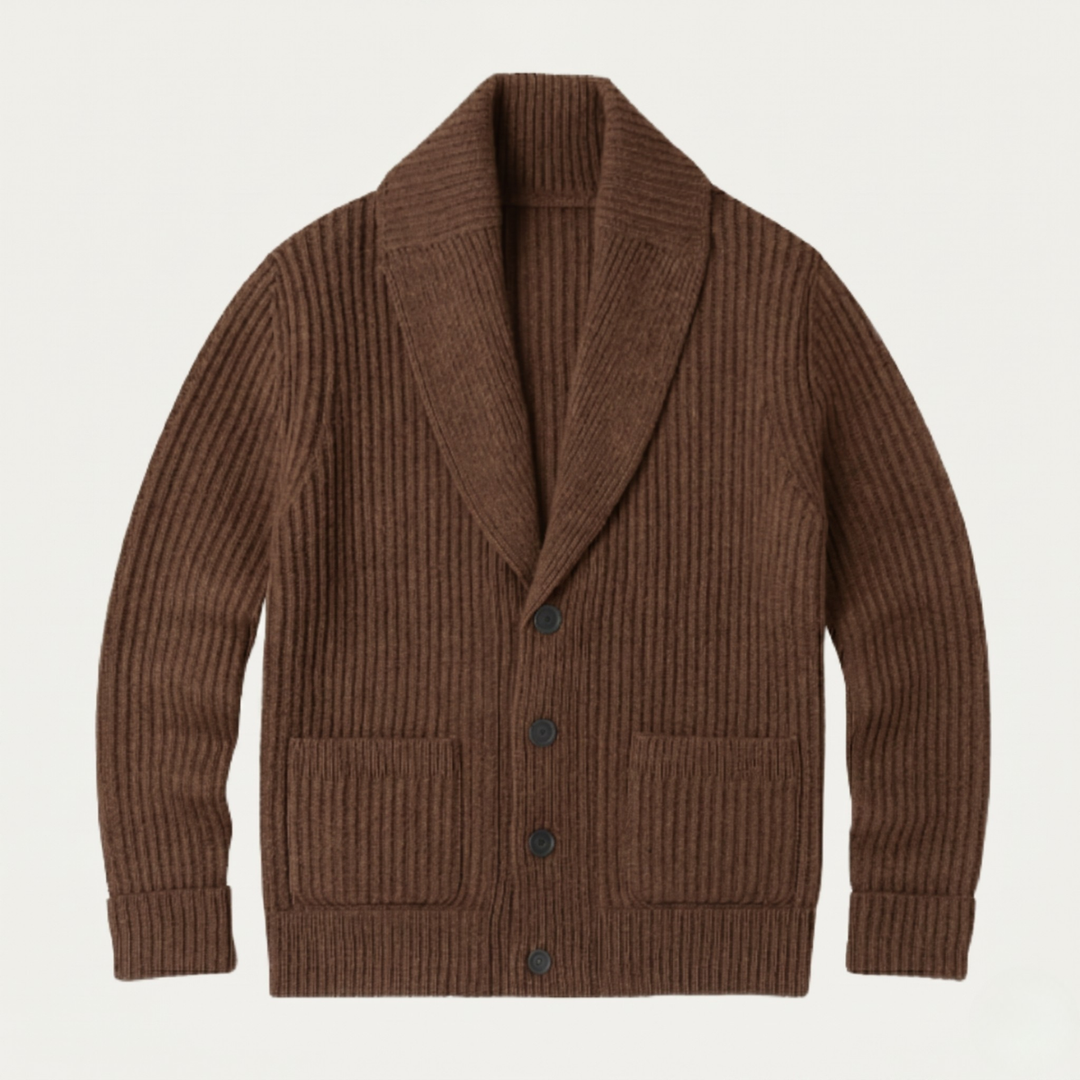 Freja Andersen | Herre Chunky knaplukning strikket Shawl krave cardigan