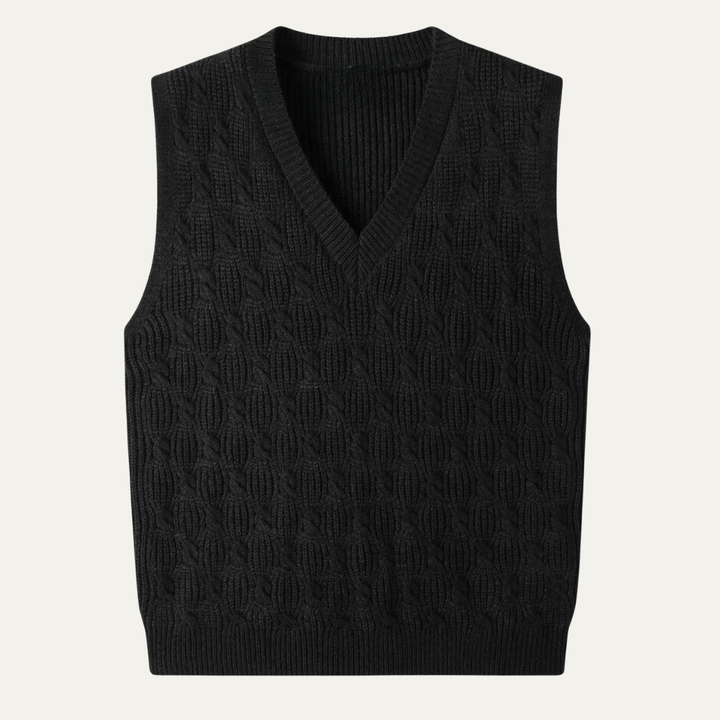 Freja Andersen | Herre varm tekstureret strikket V-hals Vest