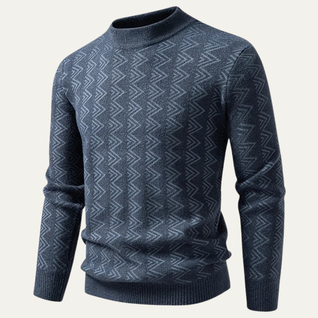 Elmcrest | Herre varm Geometric Pattern rund hals strik trøje