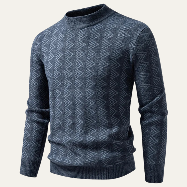 Elmcrest | Herre varm Geometric Pattern rund hals strik trøje