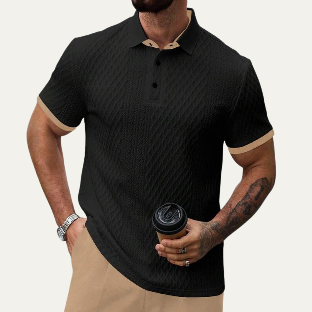 Cedarcrest Park herre Elegant tekstureret poloshirt med Contrast krave