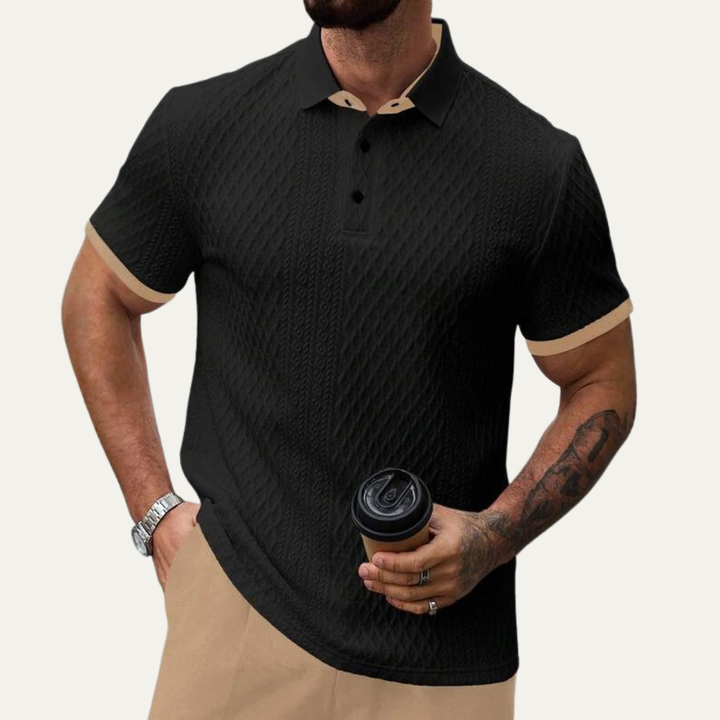 Cedarcrest Park herre Elegant tekstureret poloshirt med Contrast krave