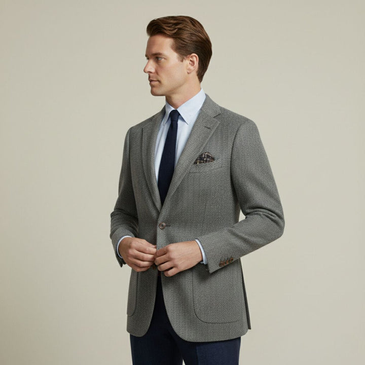 Freja Andersen | Herre Office sildeben enkeltknappet uld tweed blazerjakke